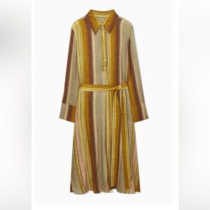 COS Yellow Brown Long Sleeve Dress